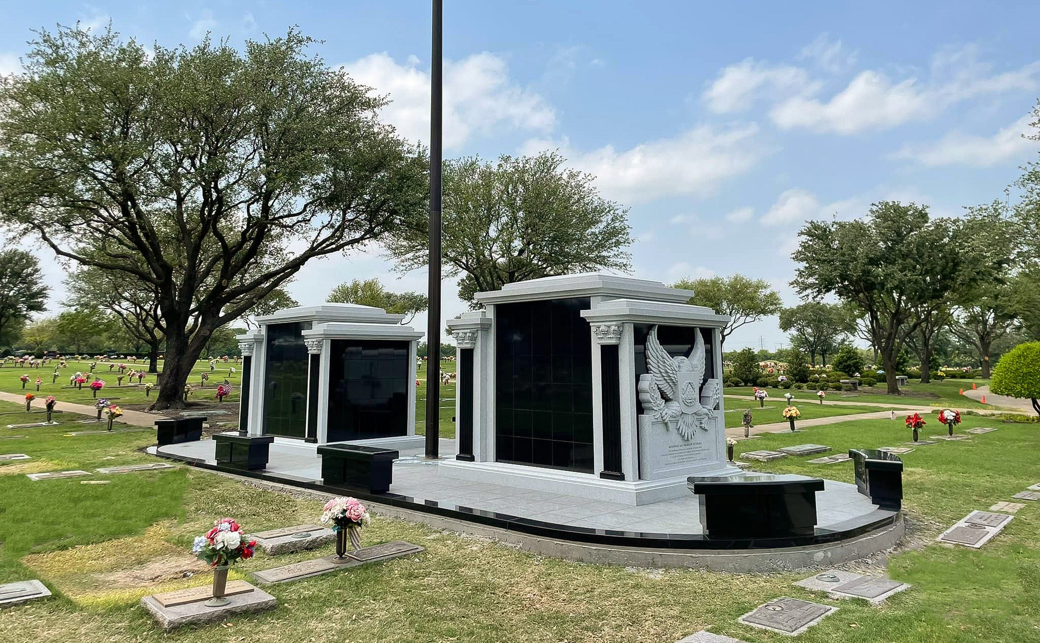 Community Columbaria - Cremation memorial with granite eagle